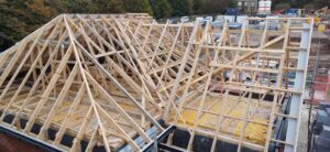 Roof trusses fitted taken by a drone